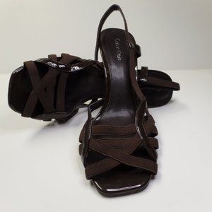 Calvin Klein  Brown Open Toe Strappy heeled sandals 7 1/2
